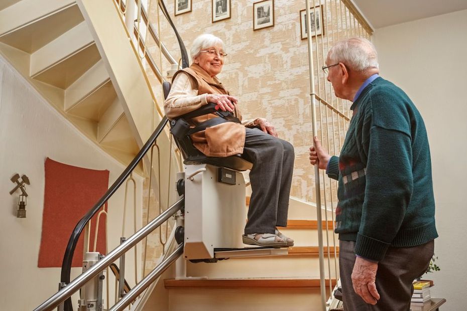 Woman on stairlift